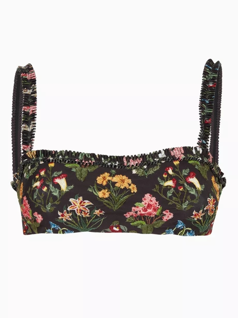 NWT Agua Bendita Olmo Magdalena Noche Hand Embroidered Floral Bikini Top XS